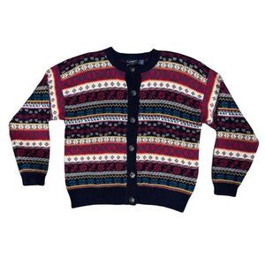 Vintage-style Fair Isle Button-Front Cardigan (Best American Clothing Co. Medium